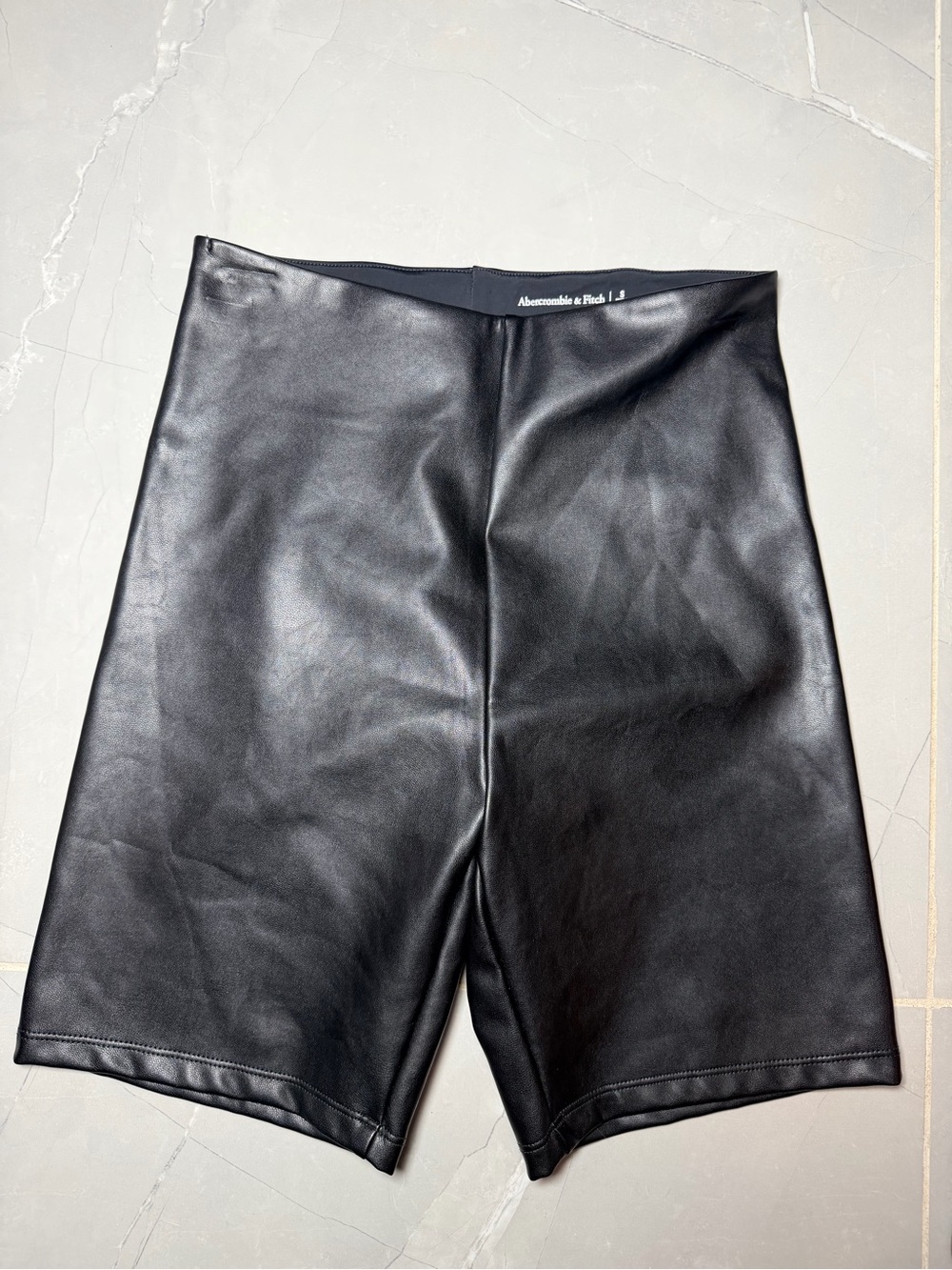 Abercrombie & Fitch Black Faux Leather Bike Shorts